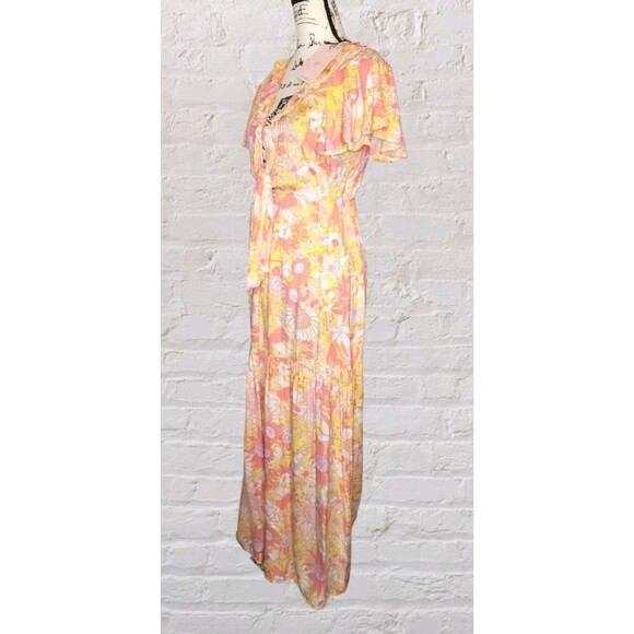 Hello Molly Floral Tie Front Jumpsuit Size 4 Wide Leg Flowy Boho Cottage NEW - Picture 5 of 7
